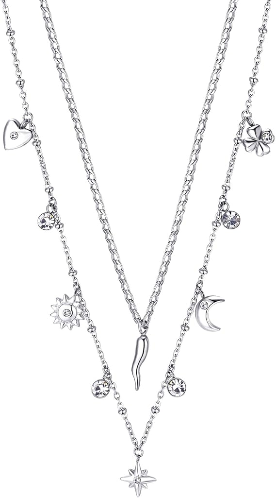 Brosway Collana Donna Acciaio e Cristalli Cornetto/cuore/luna/quadrifoglio Chant - BAH45
