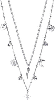 Brosway Collana Donna Acciaio e Cristalli Cornetto/cuore/luna/quadrifoglio Chant - BAH45