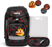 Ergobag Set prime zaino portapenne Ergonomico Personalizzabile Eco Resistente Acqua Sporco Nero Bambino TaekBeardo