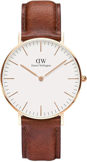 Daniel Wellington orologio 36mm inox 316L rose gold mawes marrone pelle DW00100035