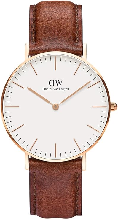 Daniel Wellington orologio 36mm inox 316L rose gold mawes marrone pelle DW00100035