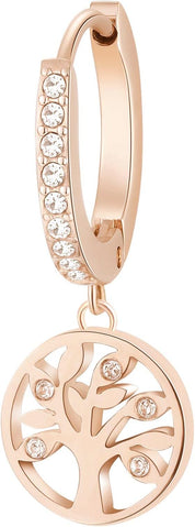 Brosway orecchino pendente Cerchio Acciaio Cristalli oro rosa Albero Della Vita BHKE006