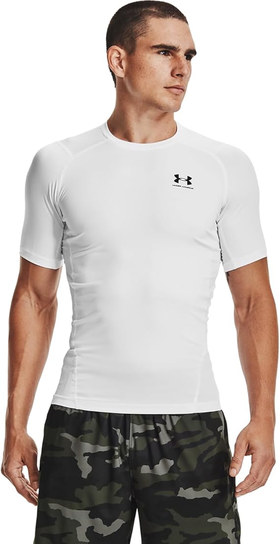 Under Armour HEATGEAR maglia t-shirt compressione allenamento corsa uomo men bianco