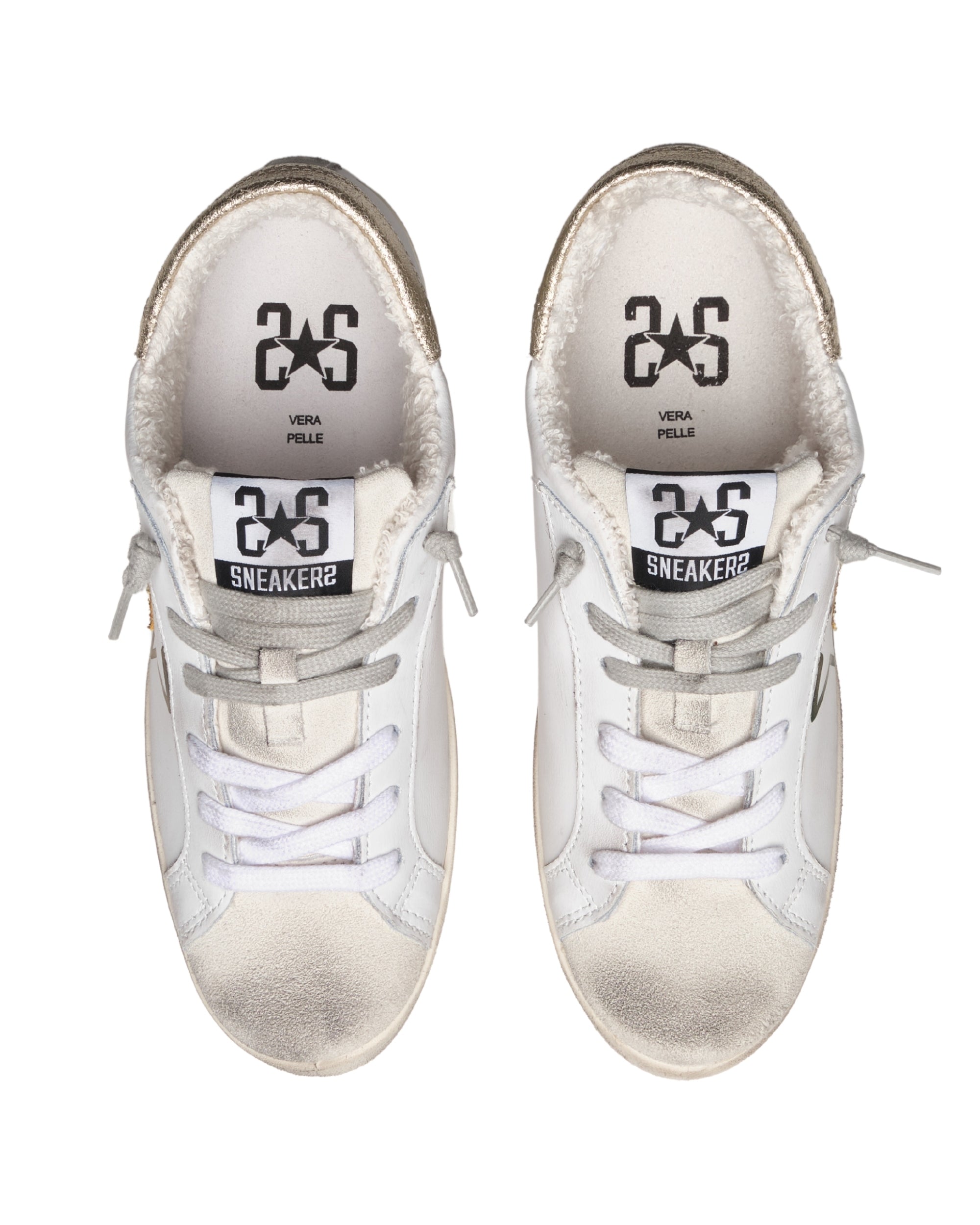 2Star Sneakers One Star White Leather Gold Glitter Details