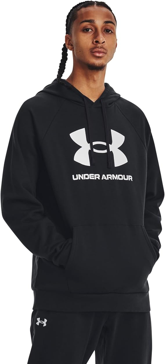 Under Armour felpa con cappuccio UA Rival Fleece Logo da uomo pile misto cotone nero