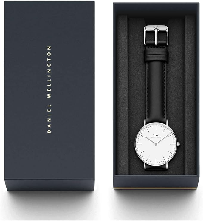 Daniel Wellington orologio 36mm inox 316L sheffield nero cromo bianco pelle DW00100053