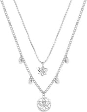 Brosway Collana Donna CHAKRA in acciaio doppio filo fiori di loto e cristalli crystal - BHKN064