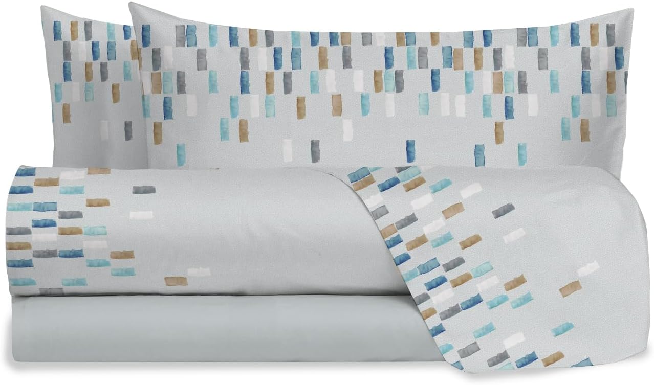 Jolly Set Completo Letto lenzuola matrimoniale Cotone federe FEDORA azzurro