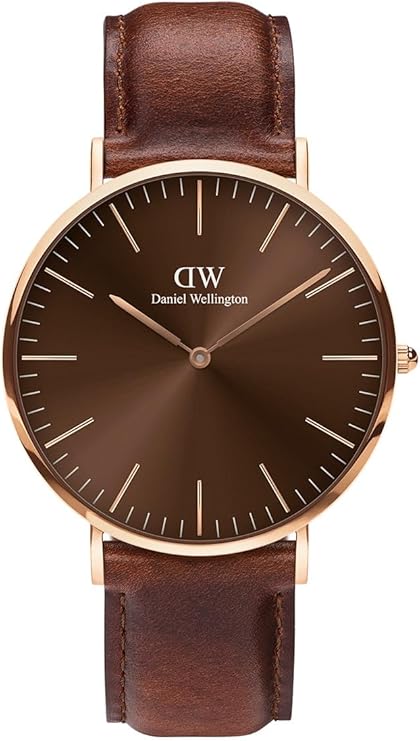 Daniel Wellington orologio classic revival 40mm 316L amber pelle marrone