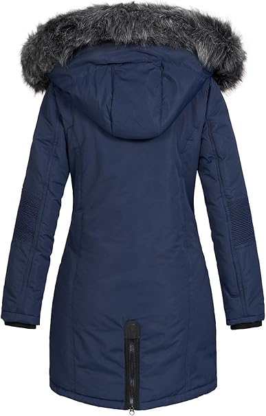 Anapurna Parka Lungo Christina Con Ecofur Sintetica Blu Donna