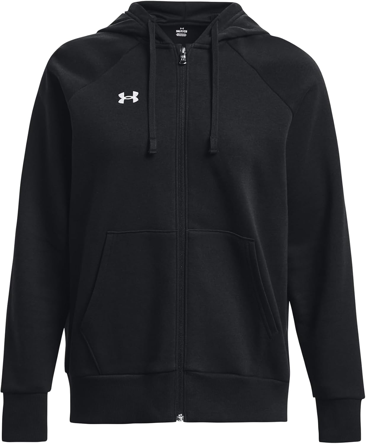 Under Armour felpa full zip pile misto cotone cappuccio RIVAL donna  allenamento UA nero