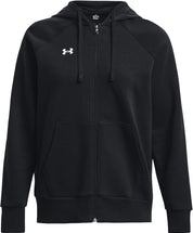 Under Armour felpa full zip pile misto cotone cappuccio RIVAL donna  allenamento UA nero