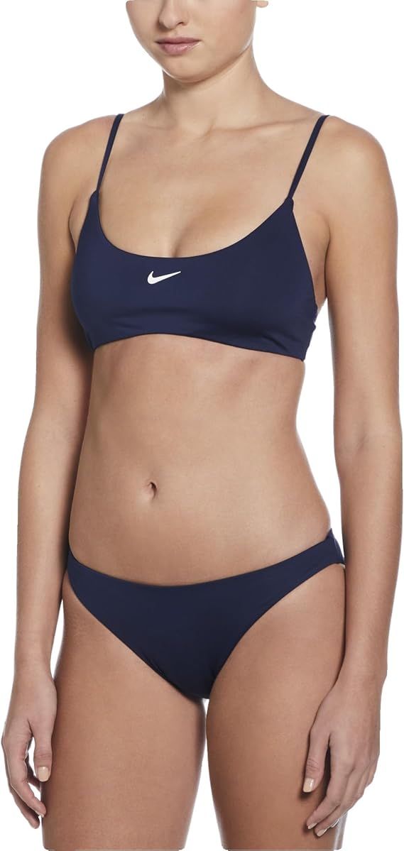 Nike Swim Costume Bralette Bikini Set NESSF243 Tessuto Tecnico Blu Navy Donna