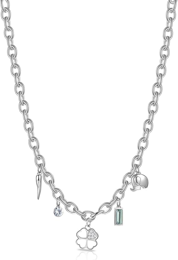 Brosway Collana Donna acciaio Cornetto elefante quadrifoglio | Collezione Chakra - BHKN070