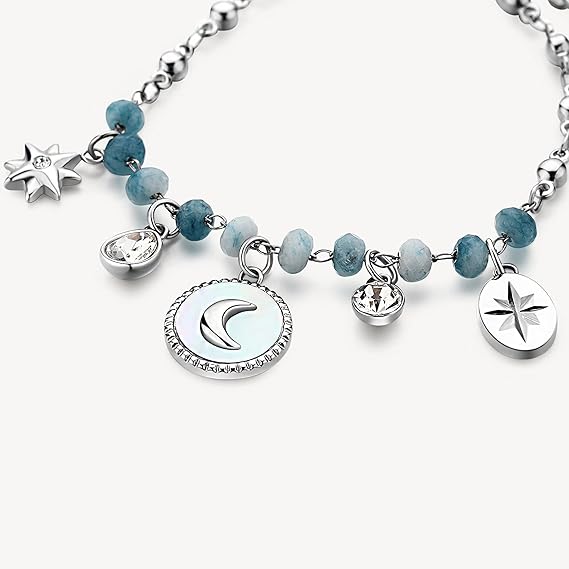Brosway Bracciale Donna in Acciaio e Cristalli/pietre Naturali con Simbolo Luna Collezione Chakra - BHKB133