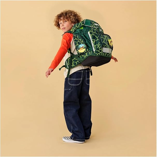 Ergobag PACK SET zaino portapenne Ergonomico Personalizzabile Eco Resistente Acqua Sporco Verde Bambino BEARREX