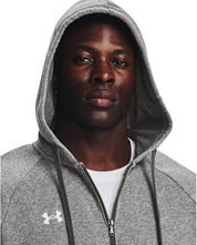 Under Armour felpa full zip pile misto cotone cappuccio RIVAL uomo allenamento UA grigio