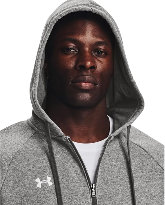 Under Armour felpa full zip pile misto cotone cappuccio RIVAL uomo allenamento UA grigio