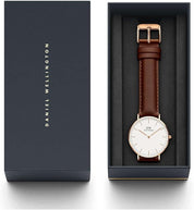 Daniel Wellington orologio 36mm inox 316L rose gold mawes marrone pelle DW00100035