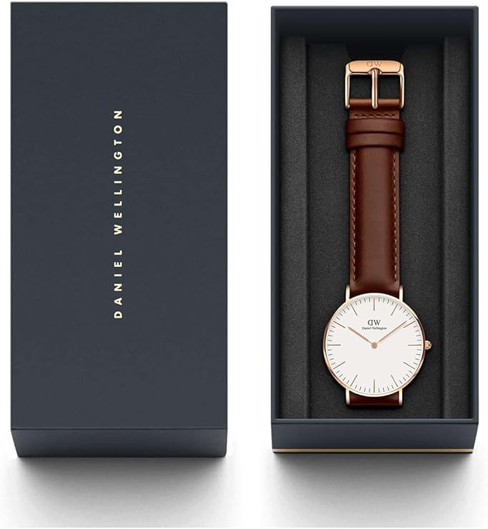 Daniel Wellington orologio 36mm inox 316L rose gold mawes marrone pelle DW00100035