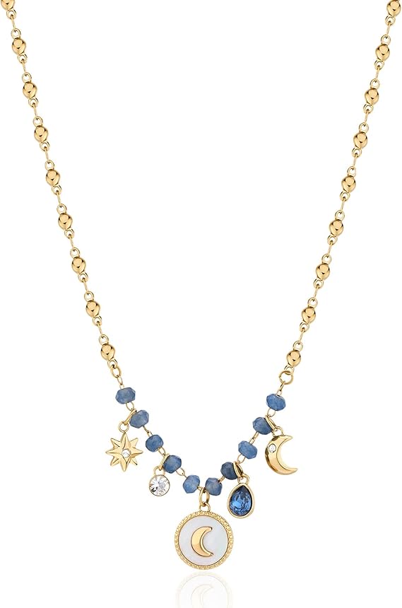Brosway Collana Donna in Acciaio e Cristalli/pietre Naturali con Simbolo Luna Collezione Chakra - BHKN086