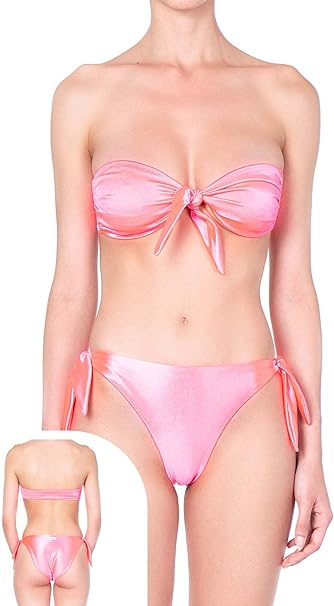 Mefui Costume da bagno Bikini a Fascia Rosa Donna