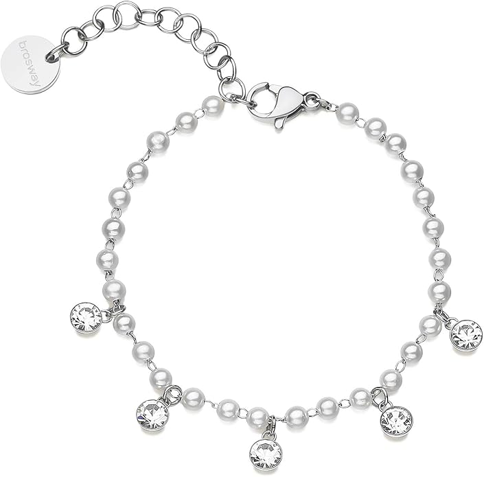 Brosway Bracciale acciaio 316 con cristalli e perle Donna - Collezione Chant - BAH87