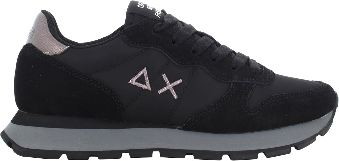 Sun68 Sneaker Ally Gold Silver Z45202 Pelle e Tessuto Nero Grigio Medio Donna