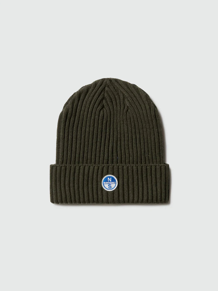 North Sails Cuffia berretta beanie hat costa inglese ricamo patch 623285 verde forest