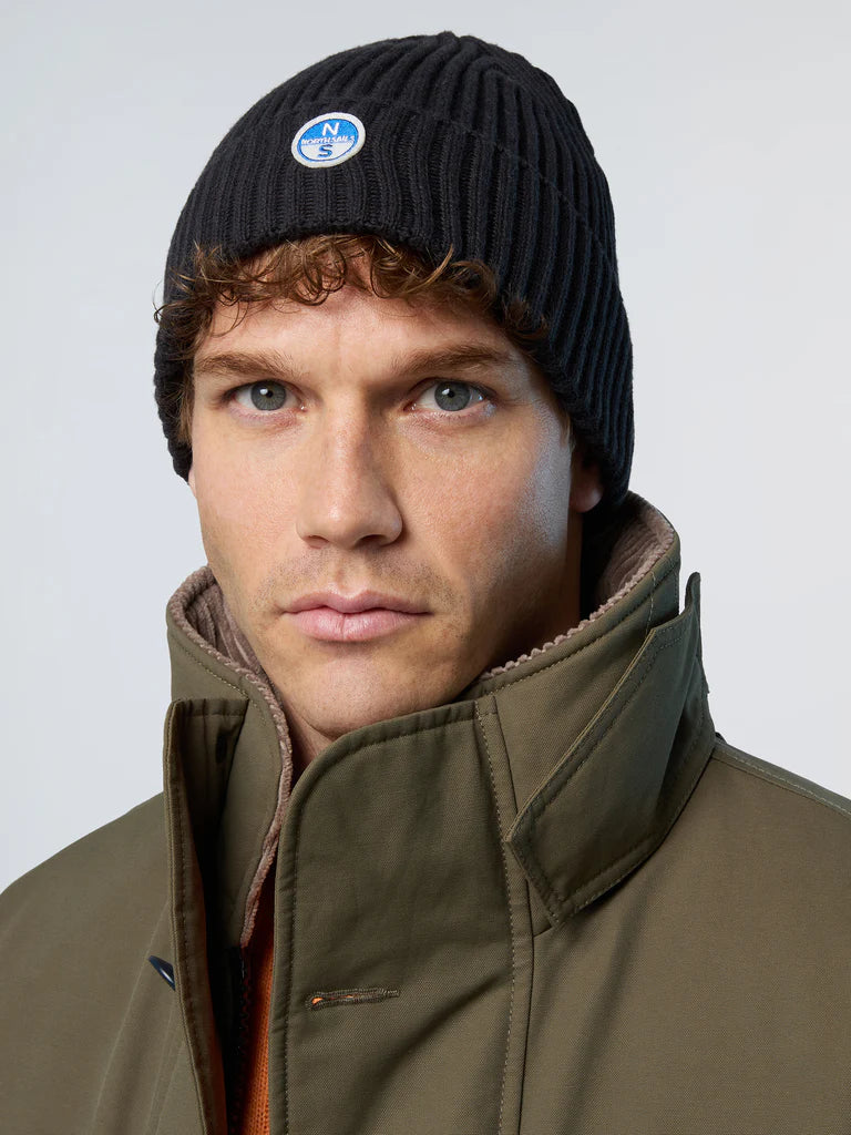 North Sails Cuffia berretta beanie hat costa inglese ricamo patch nero 623285
