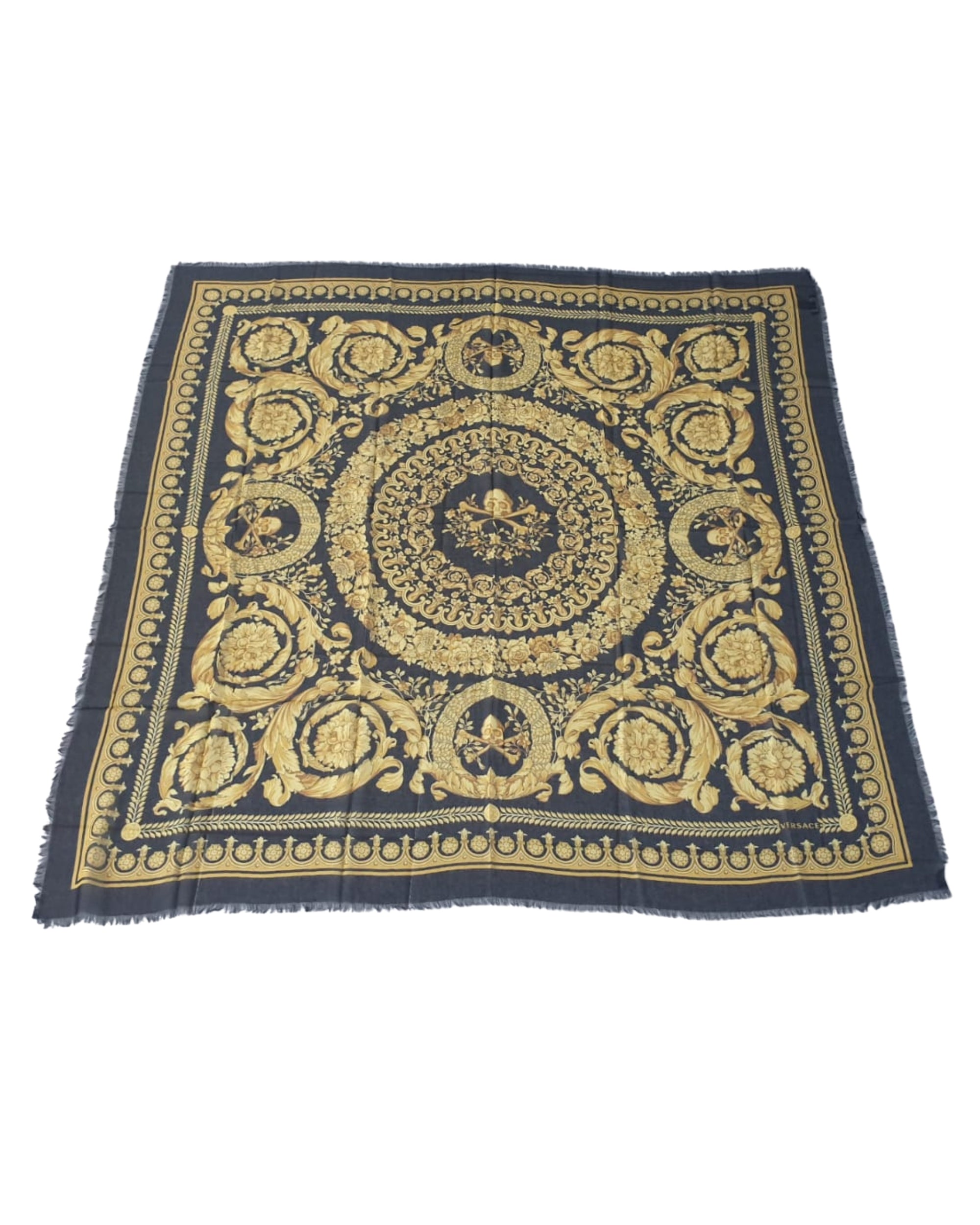 Versace Foulard Stola Pashmina 140x140 cm Nero in Modal