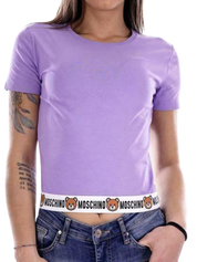 Moschino Underbear Teddy Logo Maglietta Cotone Viola