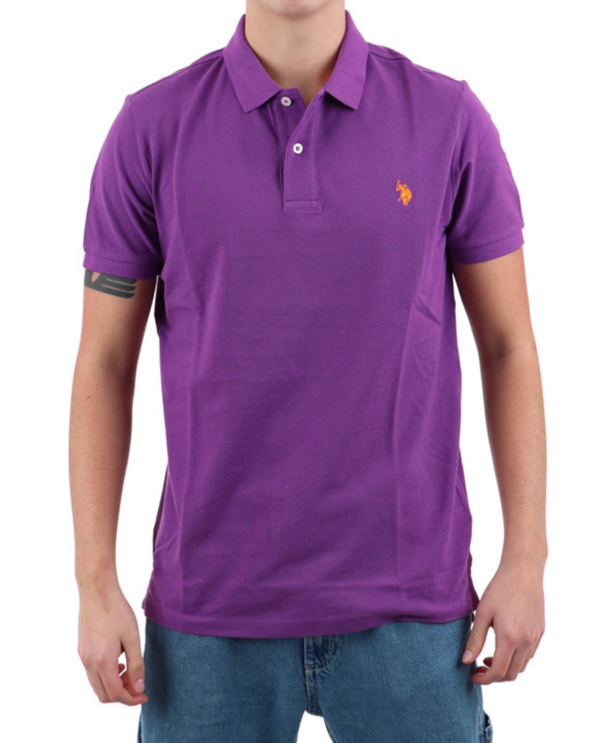 US Polo Assn. T-Shirt Logo Front and Back Cotton Purple