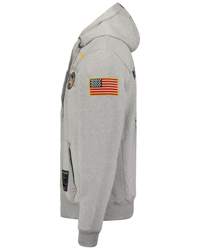 Geographical Norway Felpa Con Cappuccio Con Zip Intera Grigio Uomo 4