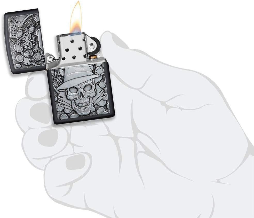 Zippo Windproof Refillable Made In Usa Skull Gambling Black Unisex