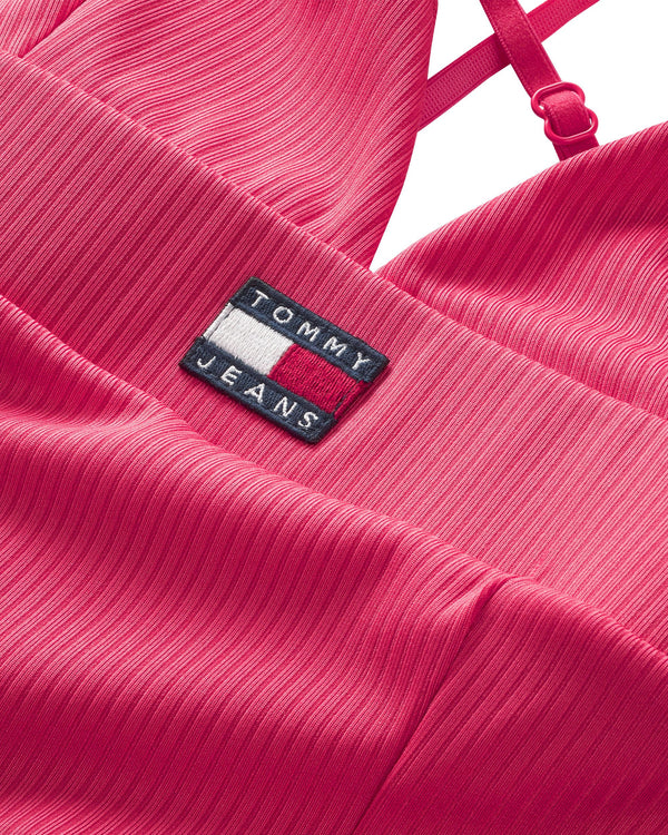 Tommy Jeans Vestito a Campana con Distintivo Rosa-2
