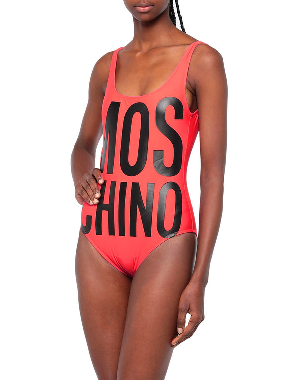 Moschino Swim Costume Intero con Scritta Rosso