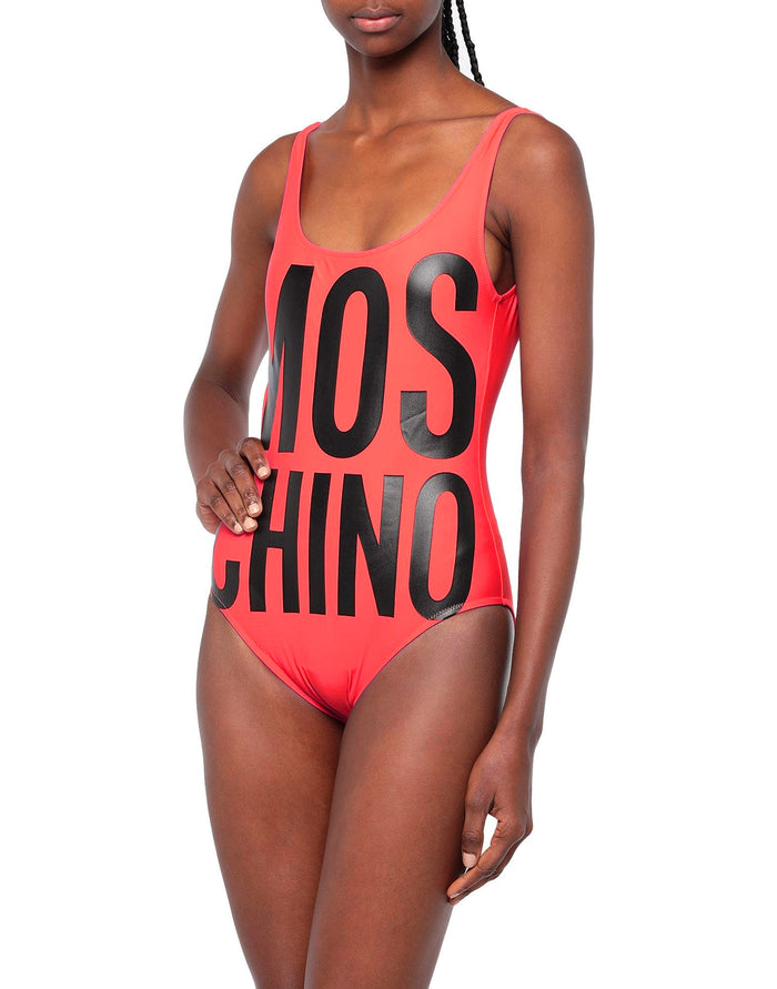 Moschino Swim One Piece Swimsuit with Red Writing 1