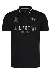 La Martina Polo Embroidery and Number Logo Black Cotton