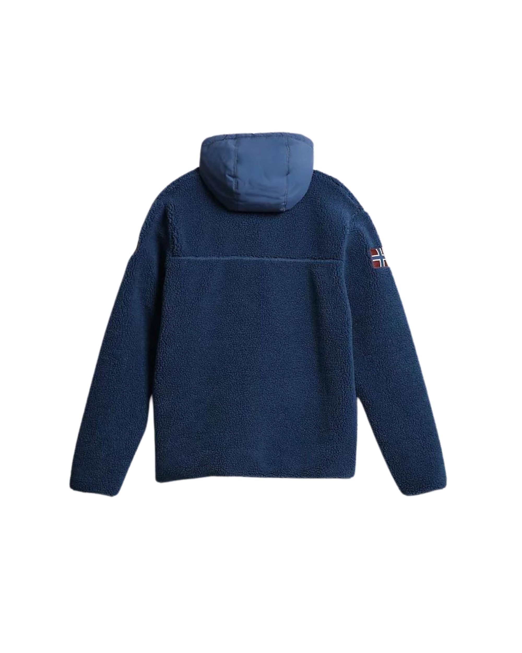 Napapijri Felpa con Cappuccio Mezza Zip Blu