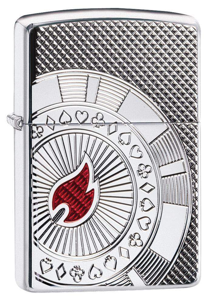 Zippo Accendino Versione Speciale Poker Chip Gioco Cromo Argento Unisex