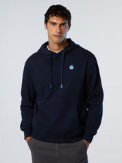 North Sails Felpa manica lunga girocollo Hoodie cappuccio e tasca frontale navy blu 691084