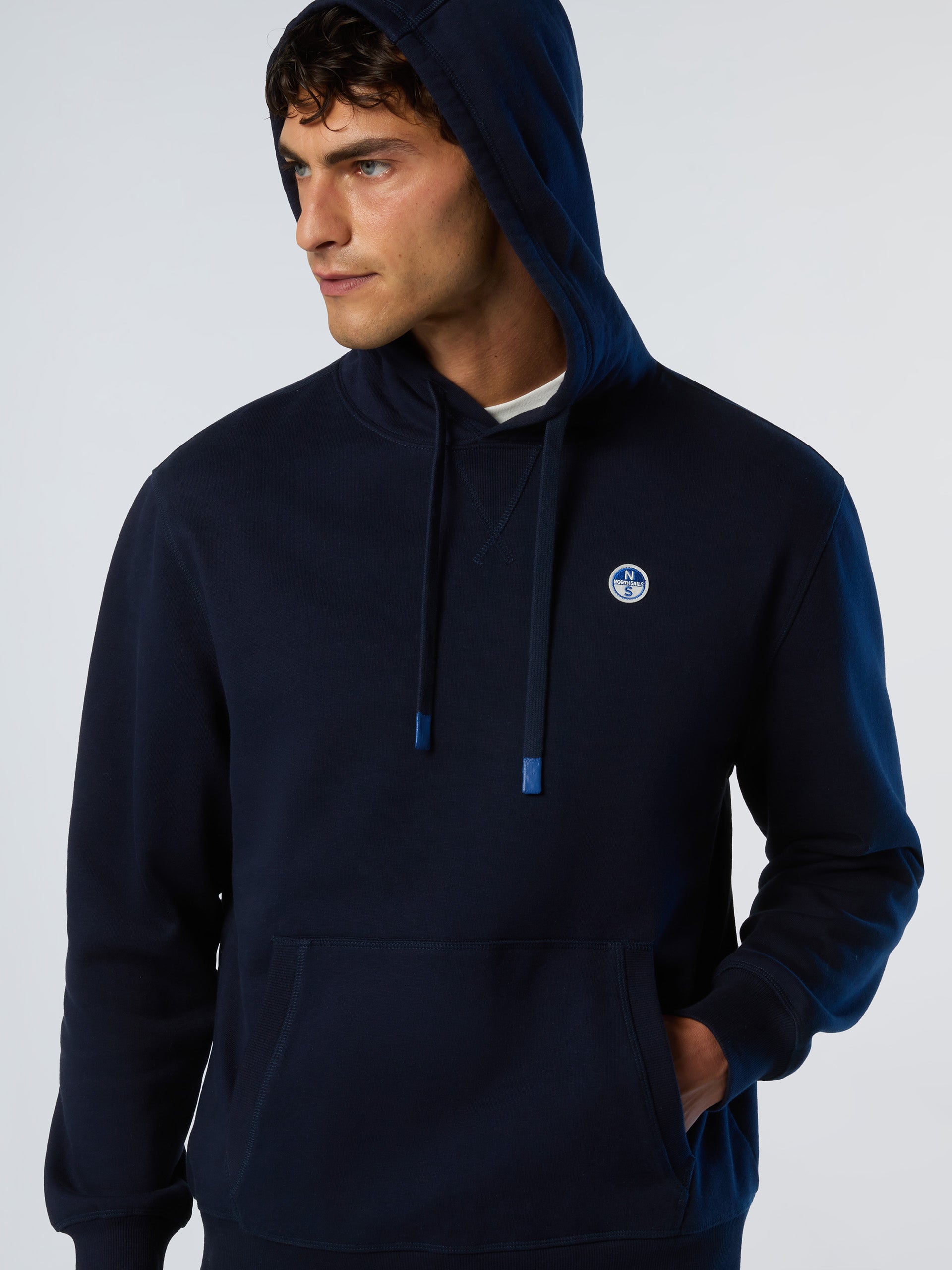 North Sails Felpa manica lunga girocollo Hoodie cappuccio e tasca frontale navy blu 691084