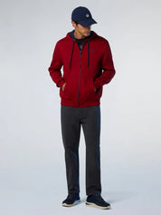 North Sails Felpa manica lunga FULL ZIP Hoodie cappuccio 691085 rosso 0278