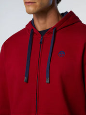 North Sails Felpa manica lunga FULL ZIP Hoodie cappuccio 691085 rosso 0278