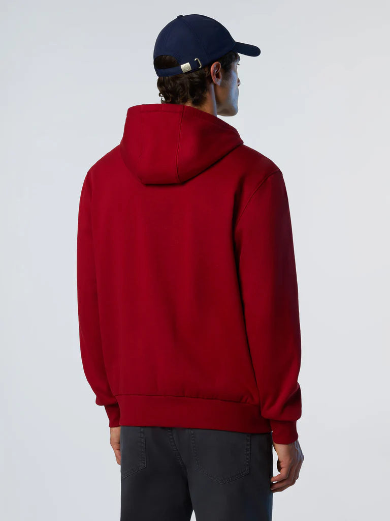 North Sails Felpa manica lunga FULL ZIP Hoodie cappuccio 691085 rosso 0278