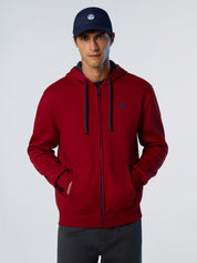 North Sails Felpa manica lunga FULL ZIP Hoodie cappuccio 691085 rosso 0278