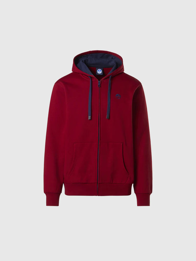 North Sails Felpa manica lunga FULL ZIP Hoodie cappuccio 691085 rosso 0278