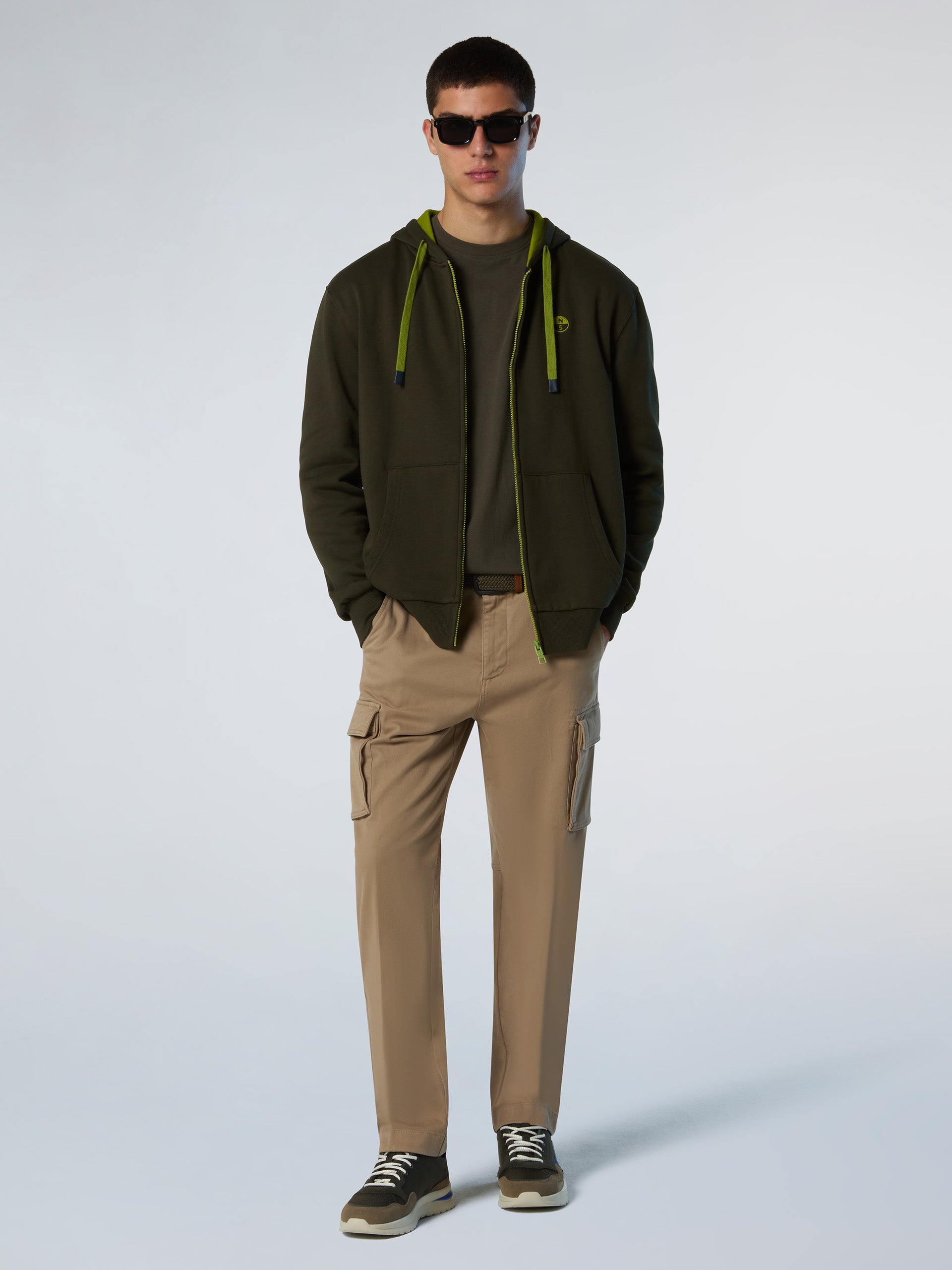North Sails Felpa manica lunga FULL ZIP Hoodie cappuccio 691085 forest verde 0437