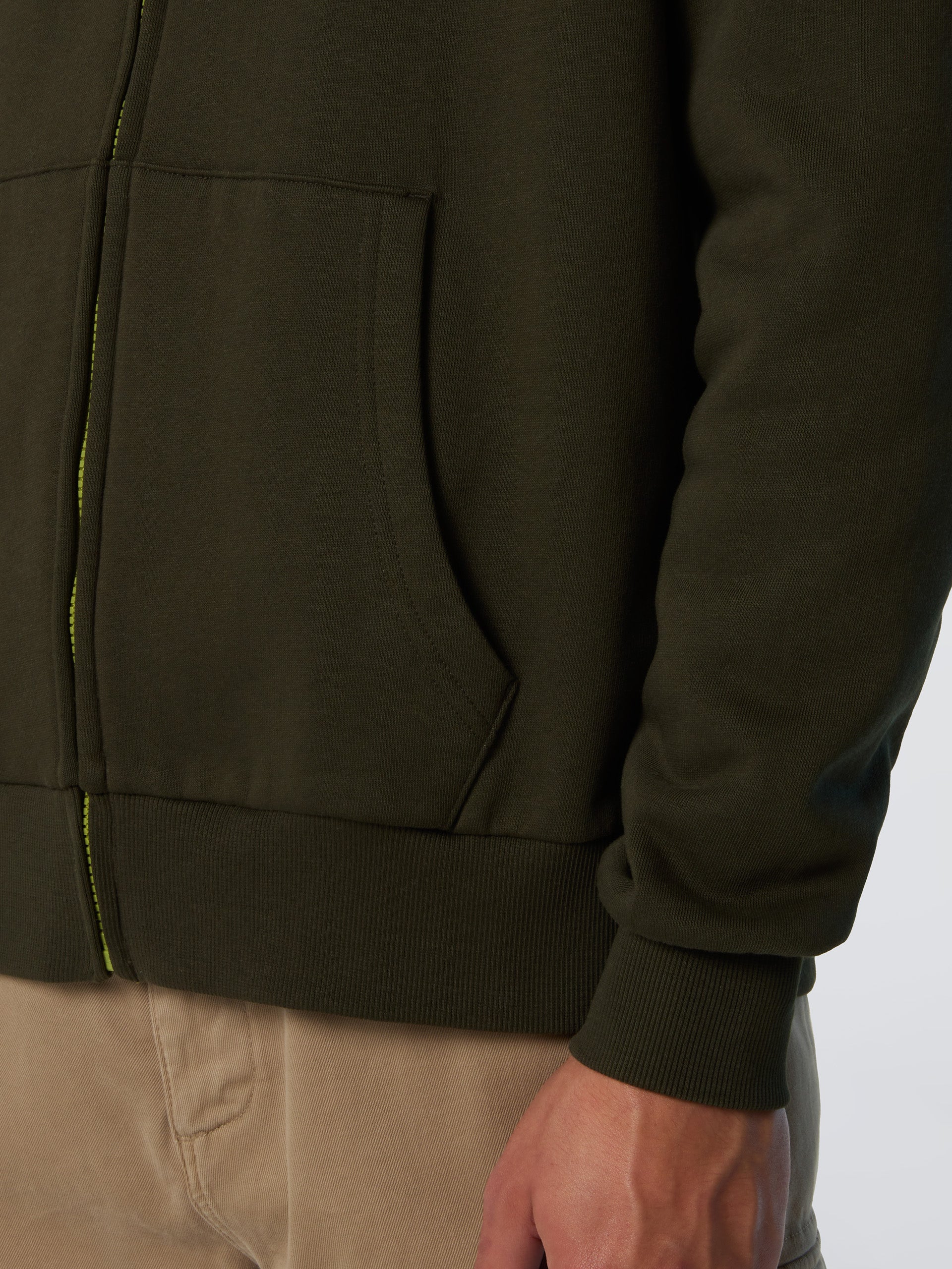 North Sails Felpa manica lunga FULL ZIP Hoodie cappuccio 691085 forest verde 0437
